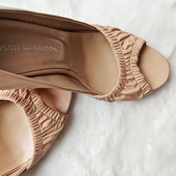 Sigerson Morrison NWT Leather Nude Wedge Heels - Picture 9 of 15